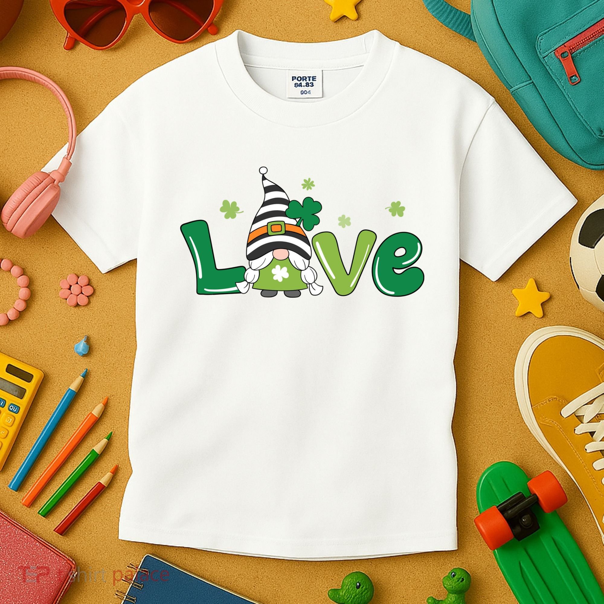 Love Gnome St Patrick's Day Holiday Kids T-Shirt