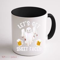 Lets Get Sheet Faced Boo Beer Halloween Coffee Mug thumb 1