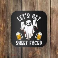 Lets Get Sheet Faced Boo Beer Halloween Coaster thumb 0