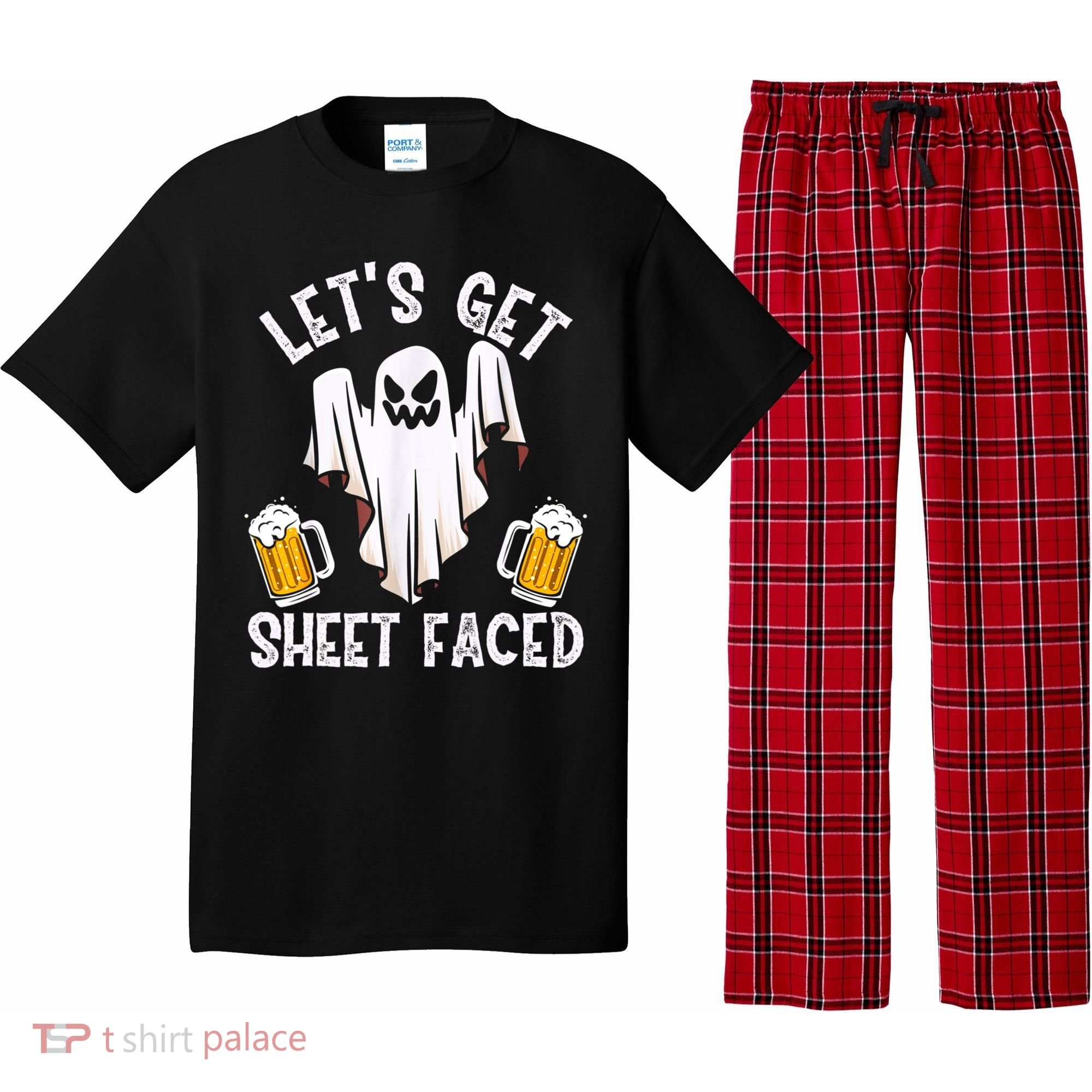Lets Get Sheet Faced Boo Beer Halloween Pajama Set
