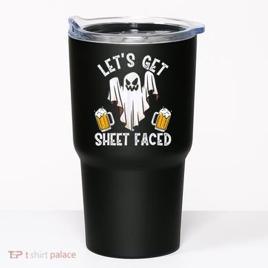Lets Get Sheet Faced Boo Beer Halloween Tumbler