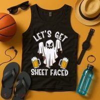 Lets Get Sheet Faced Boo Beer Halloween Tank Top thumb 4