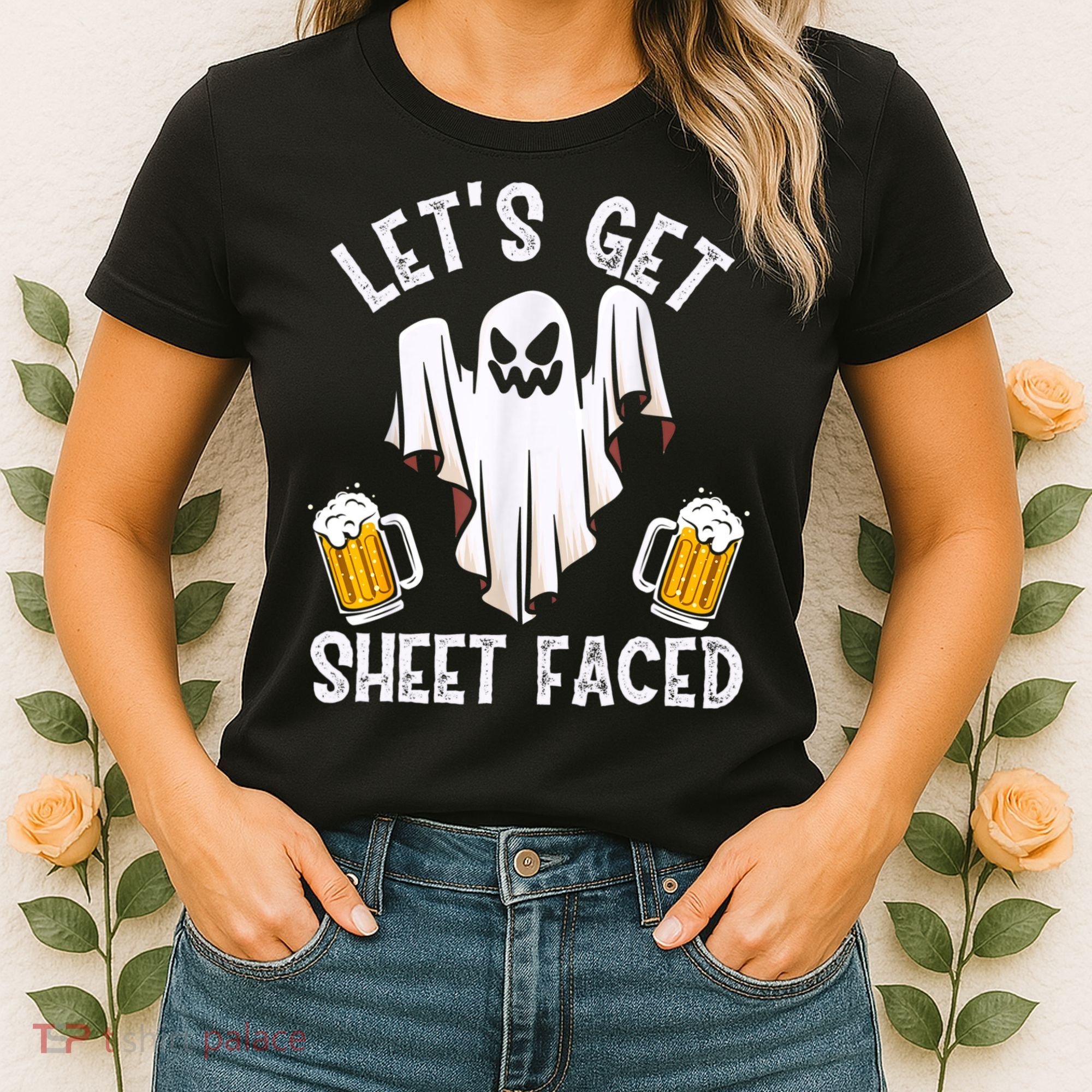 Lets Get Sheet Faced Boo Beer Halloween Women's T-Shirt