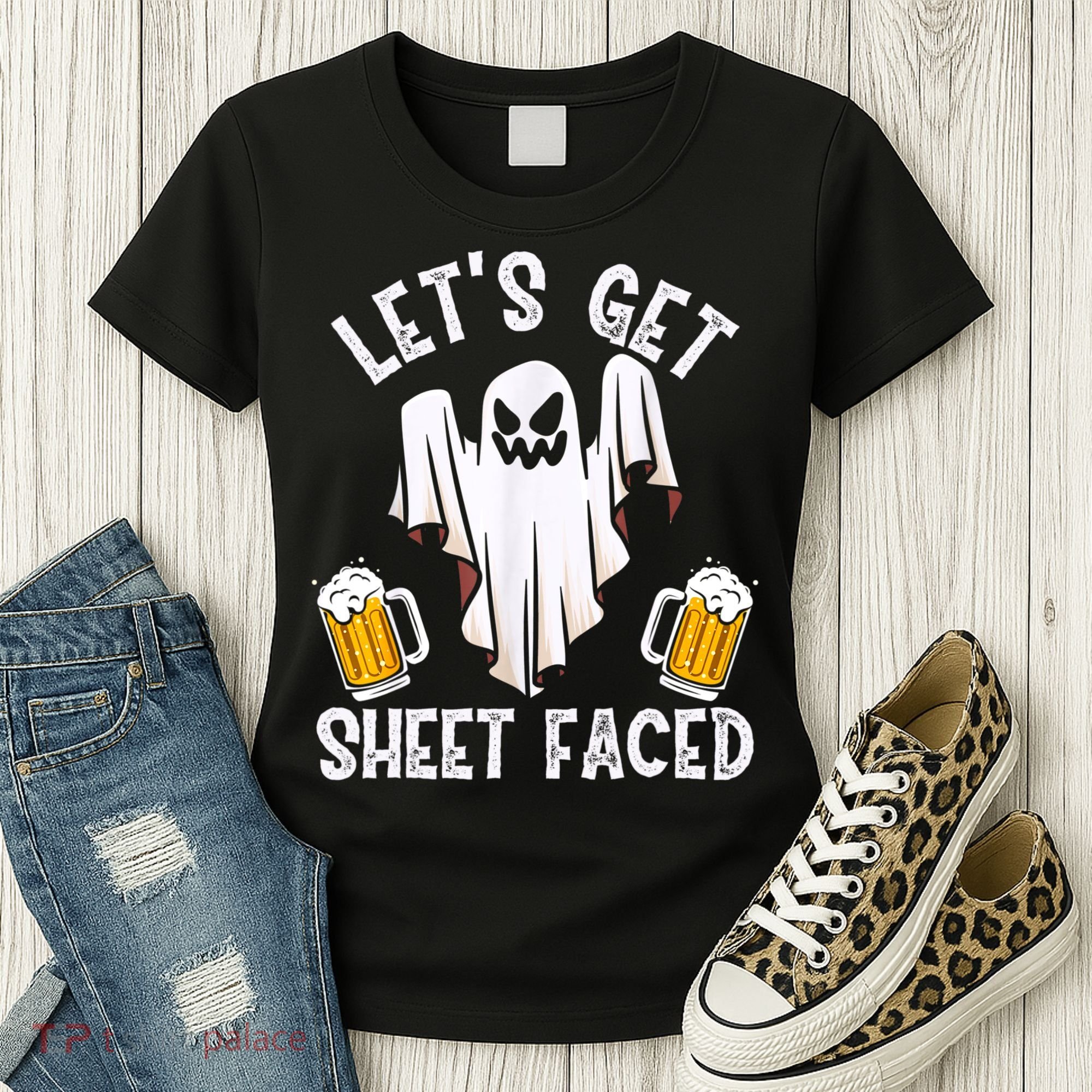 Lets Get Sheet Faced Boo Beer Halloween Women's T-Shirt