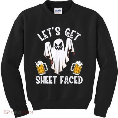 Lets Get Sheet Faced Boo Beer Halloween Kids Sweatshirt