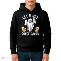 Lets Get Sheet Faced Boo Beer Halloween Kids Hoodie thumb 4