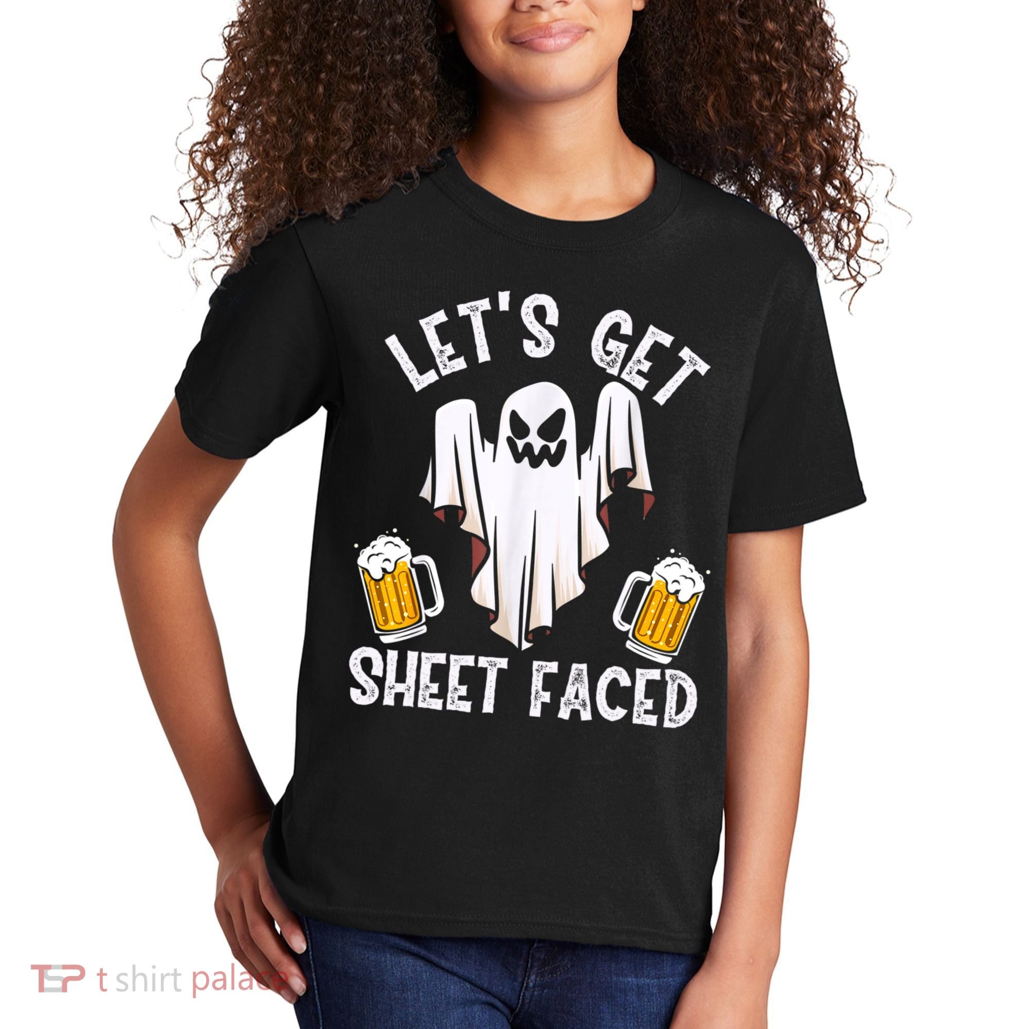 Lets Get Sheet Faced Boo Beer Halloween Kids T-Shirt