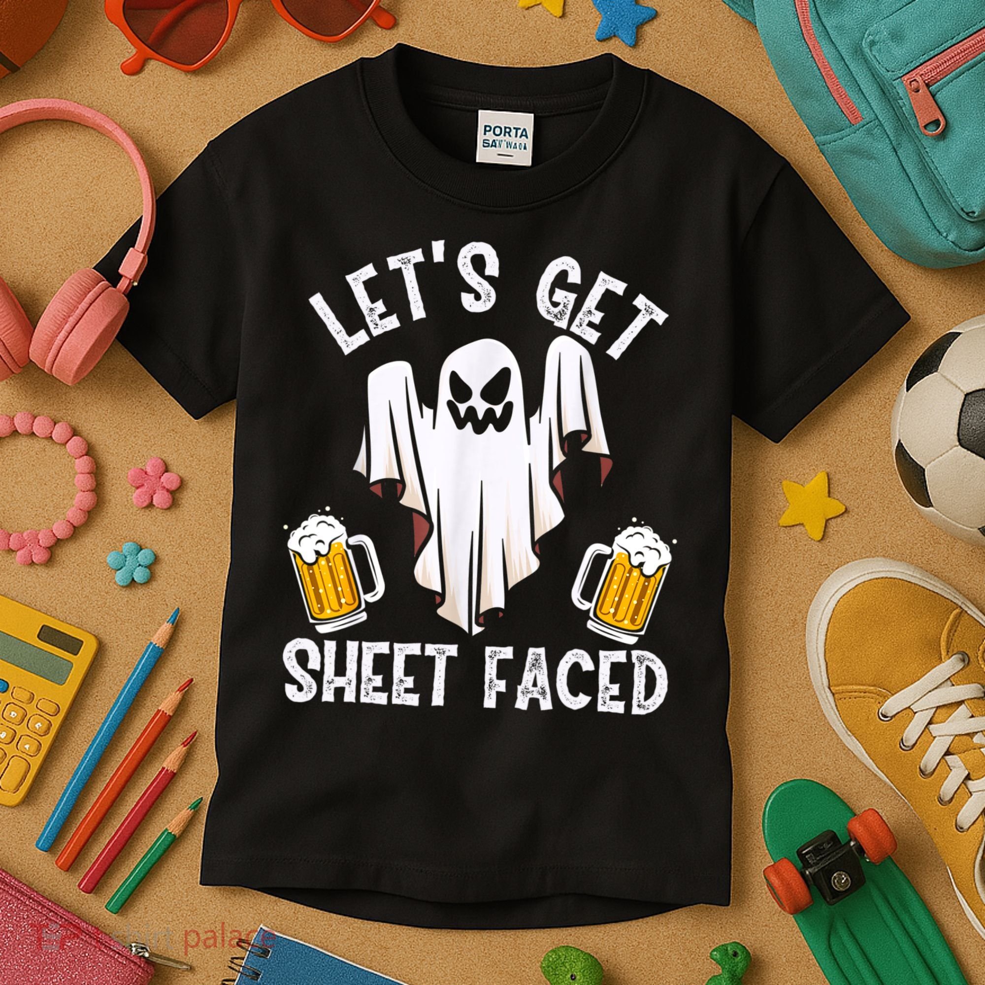 Lets Get Sheet Faced Boo Beer Halloween Kids T-Shirt