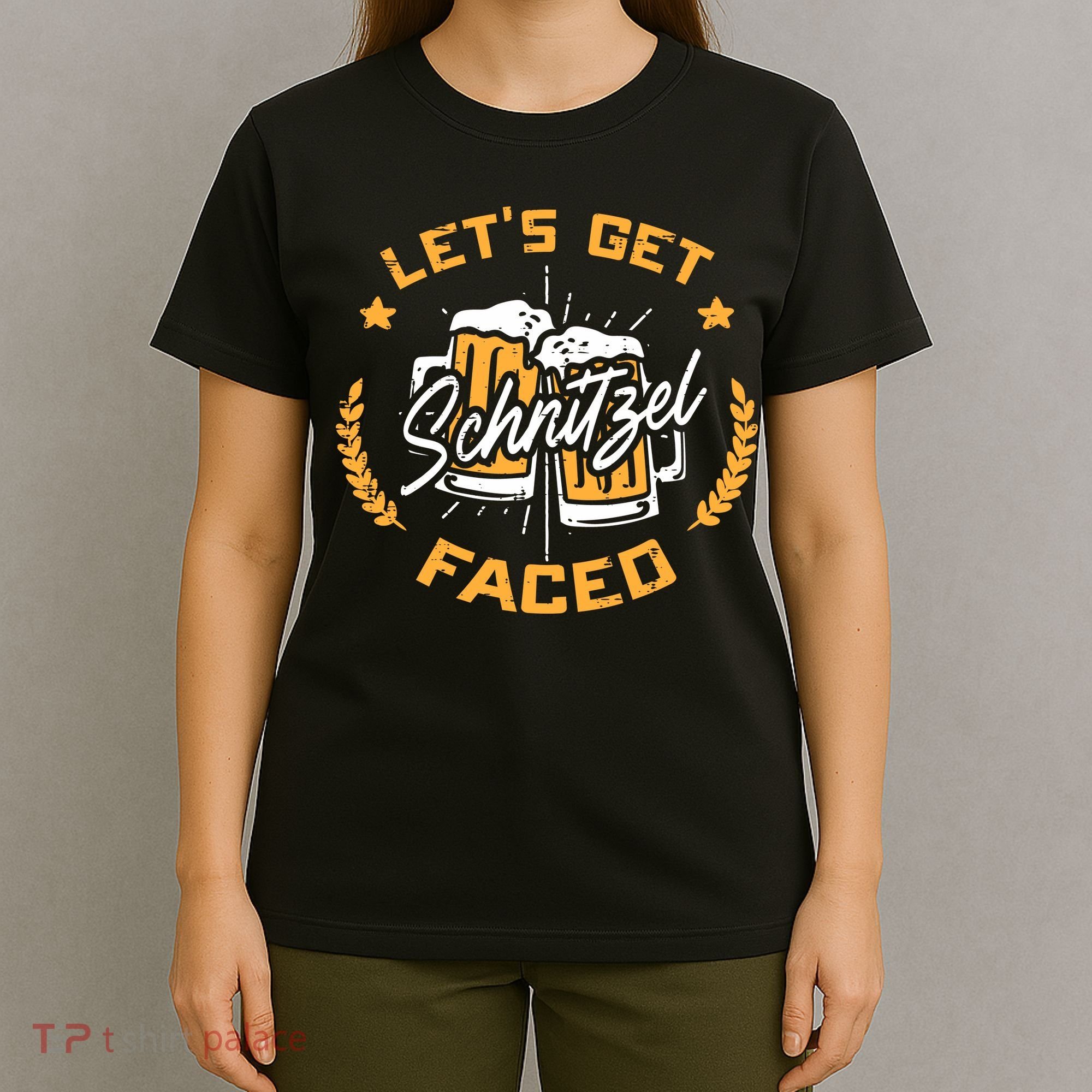 Lets Get Schnitzel Faced Oktoberfest Funny Costume Men Women T-Shirt