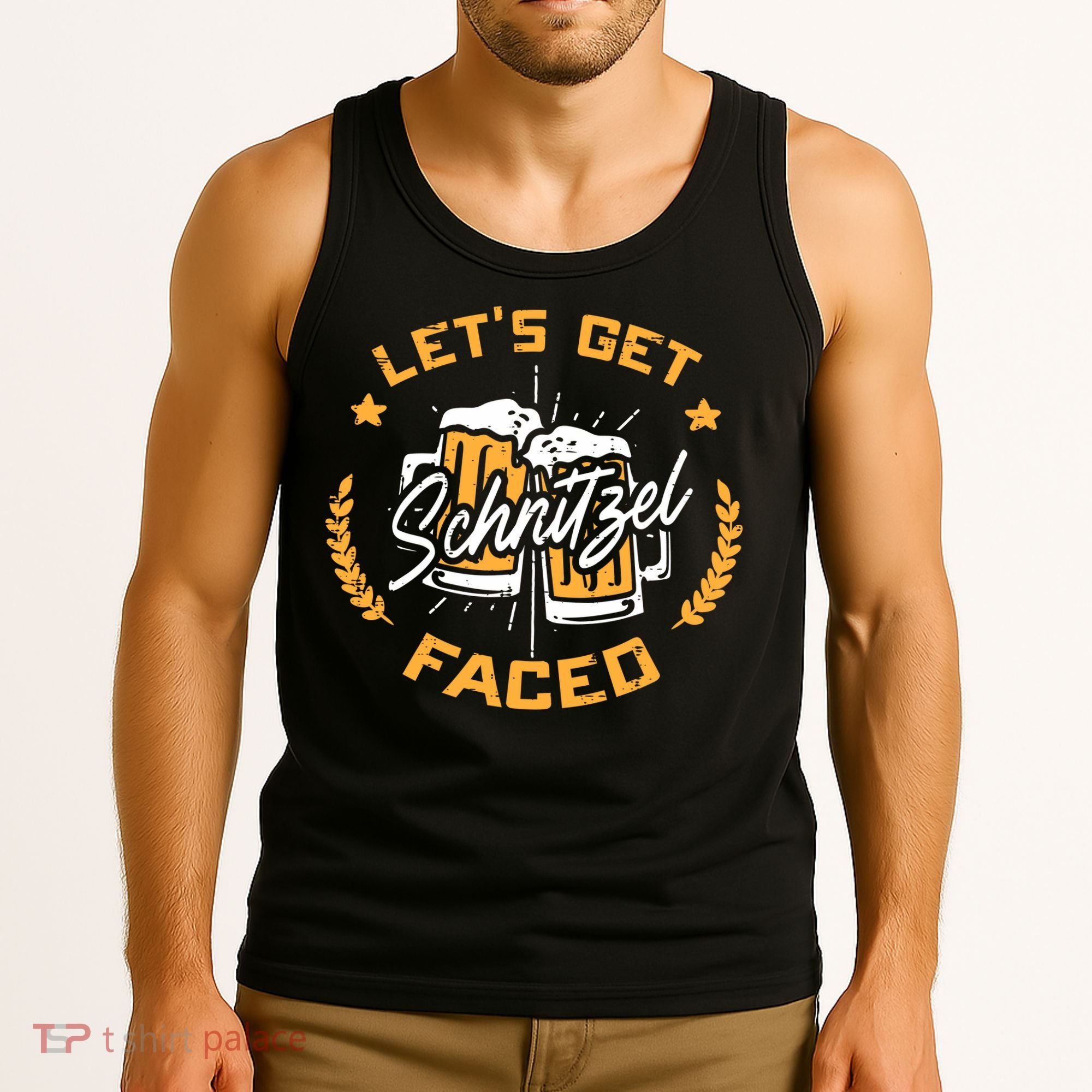 Lets Get Schnitzel Faced Oktoberfest Funny Costume Men Women Tank Top