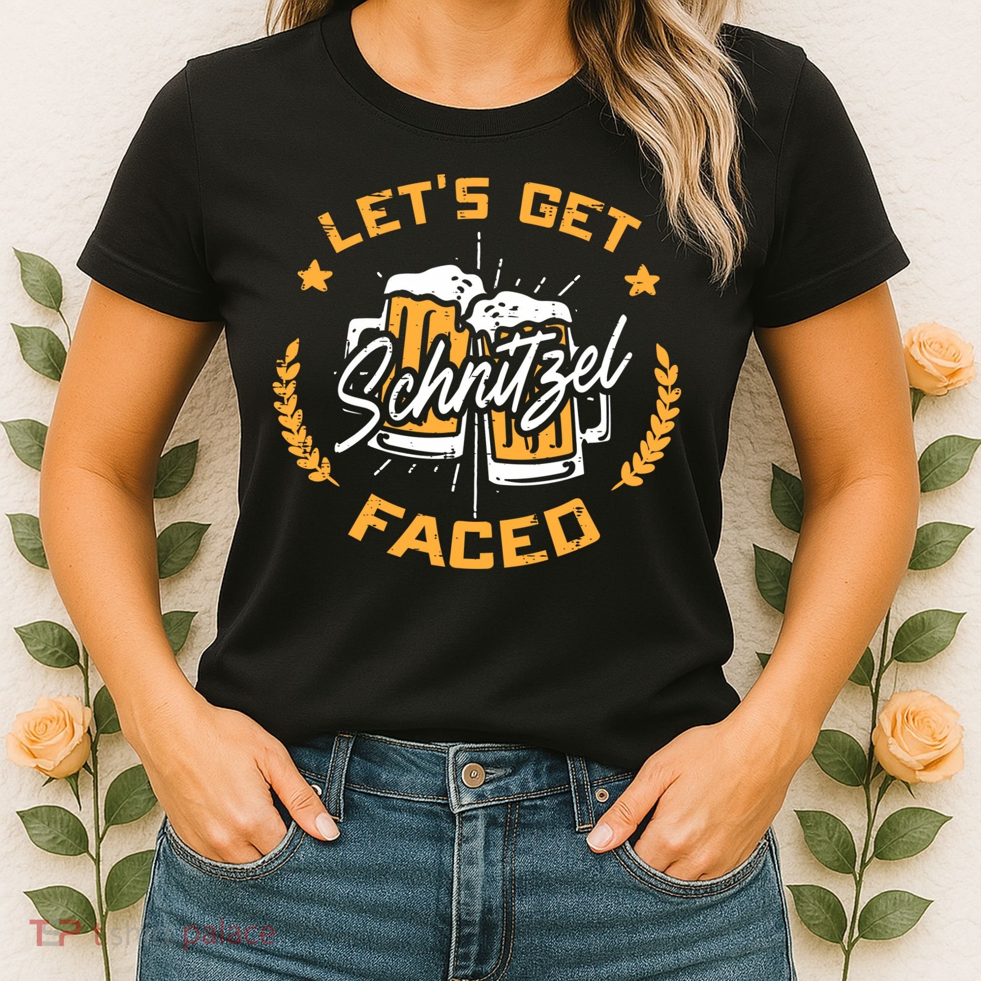 Lets Get Schnitzel Faced Oktoberfest Funny Costume Men Women Women's T-Shirt