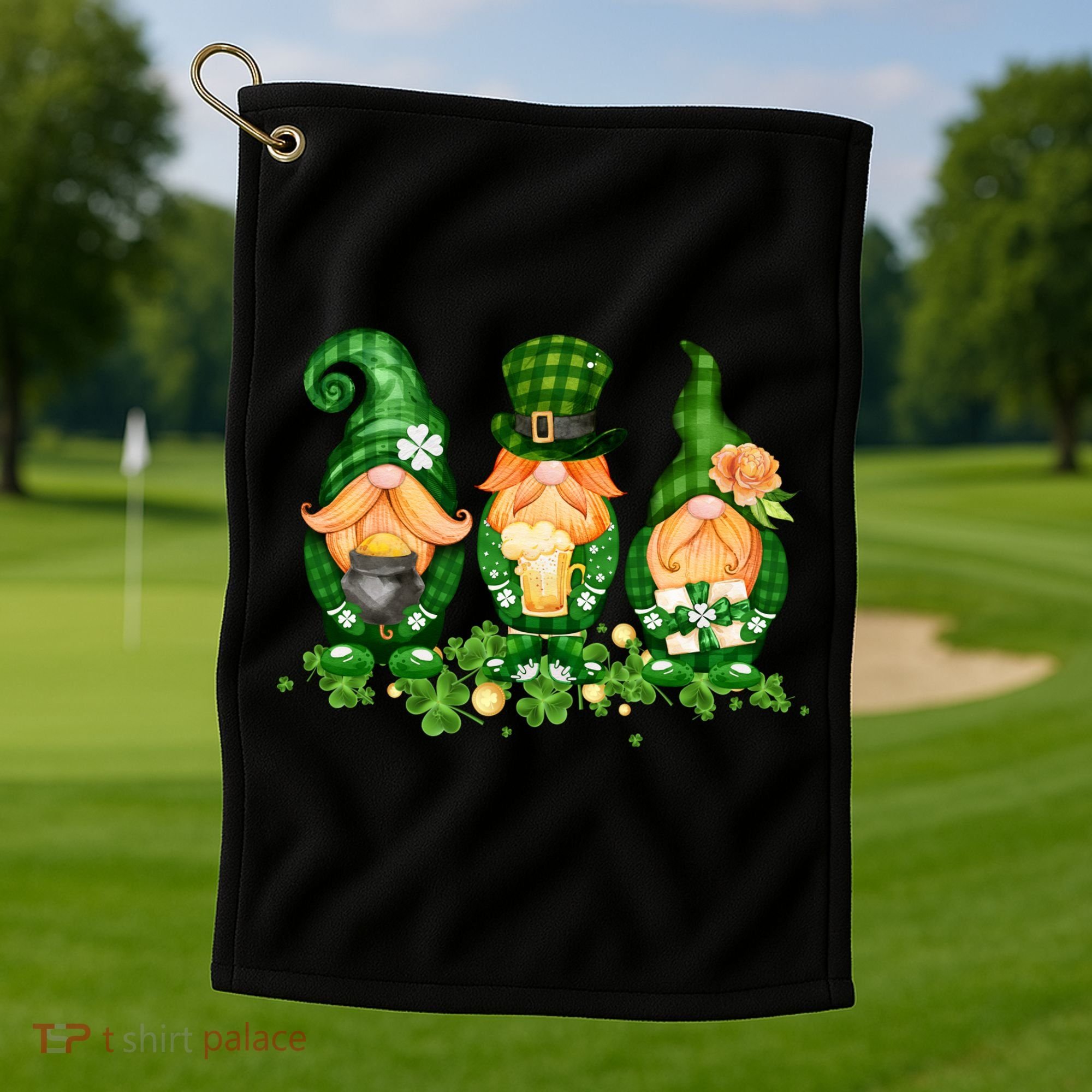 Lucky Gnome St Patrick's Day Festive Golf Towel