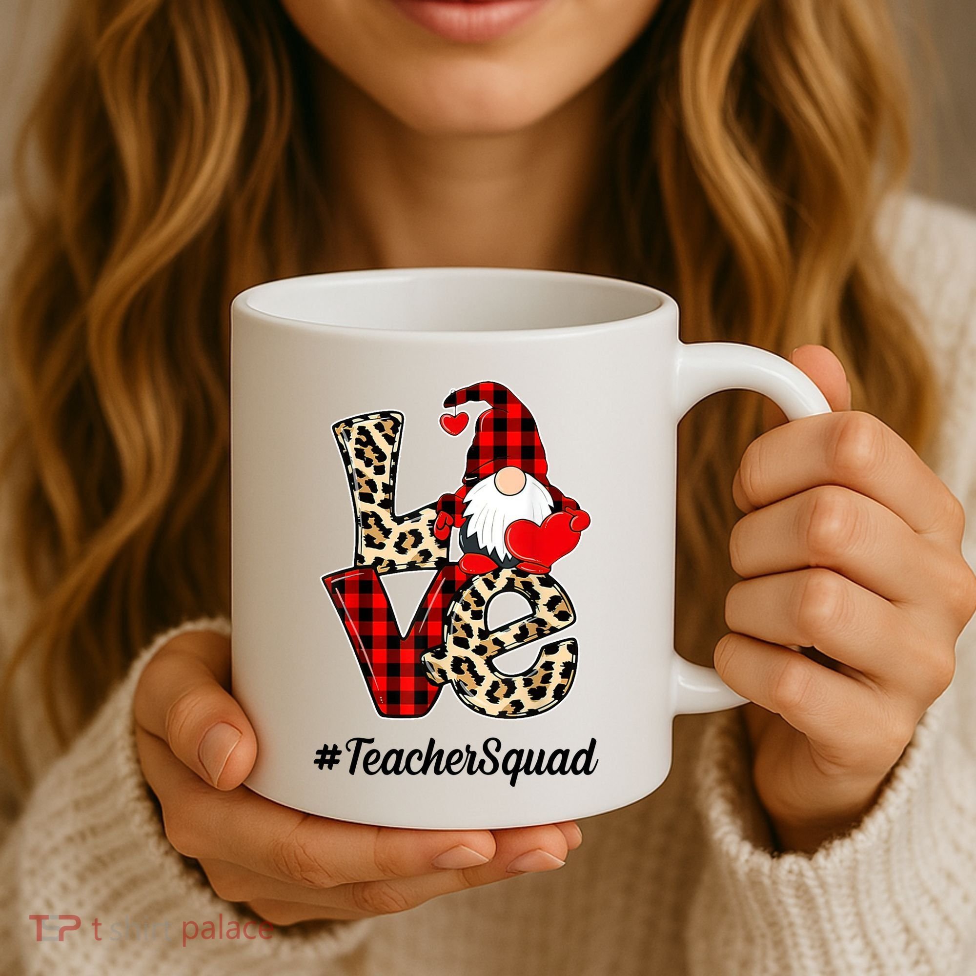 Love Gnome Teacher Squad Happy Valentine Day Coffee Mug