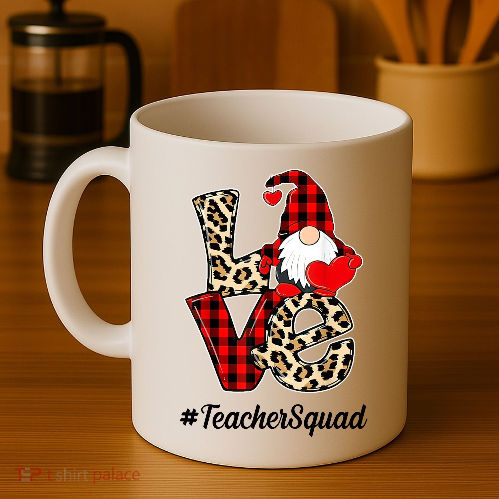 Love Gnome Teacher Squad Happy Valentine Day Coffee Mug