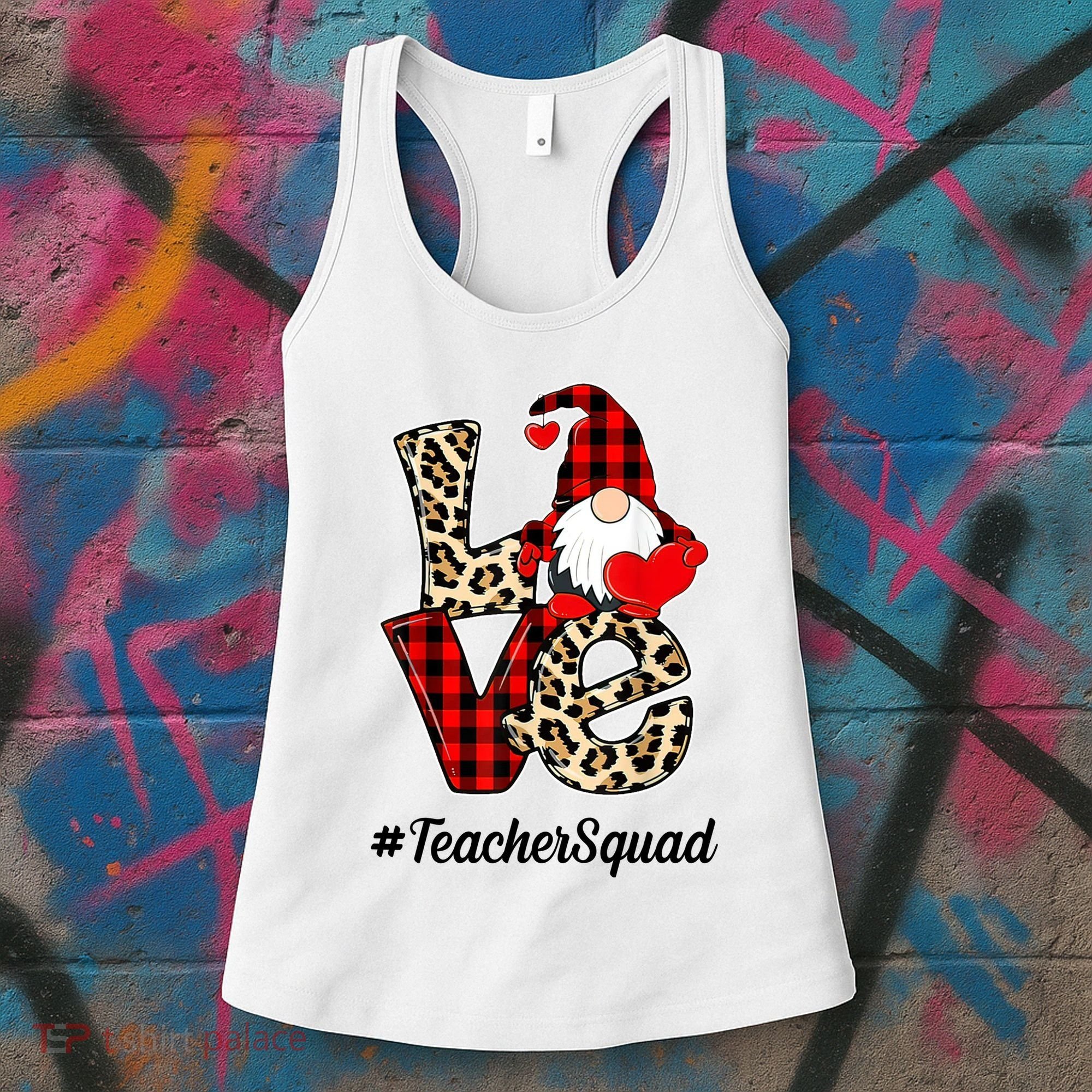 Love Gnome Teacher Squad Happy Valentine Day Women's Tank Top