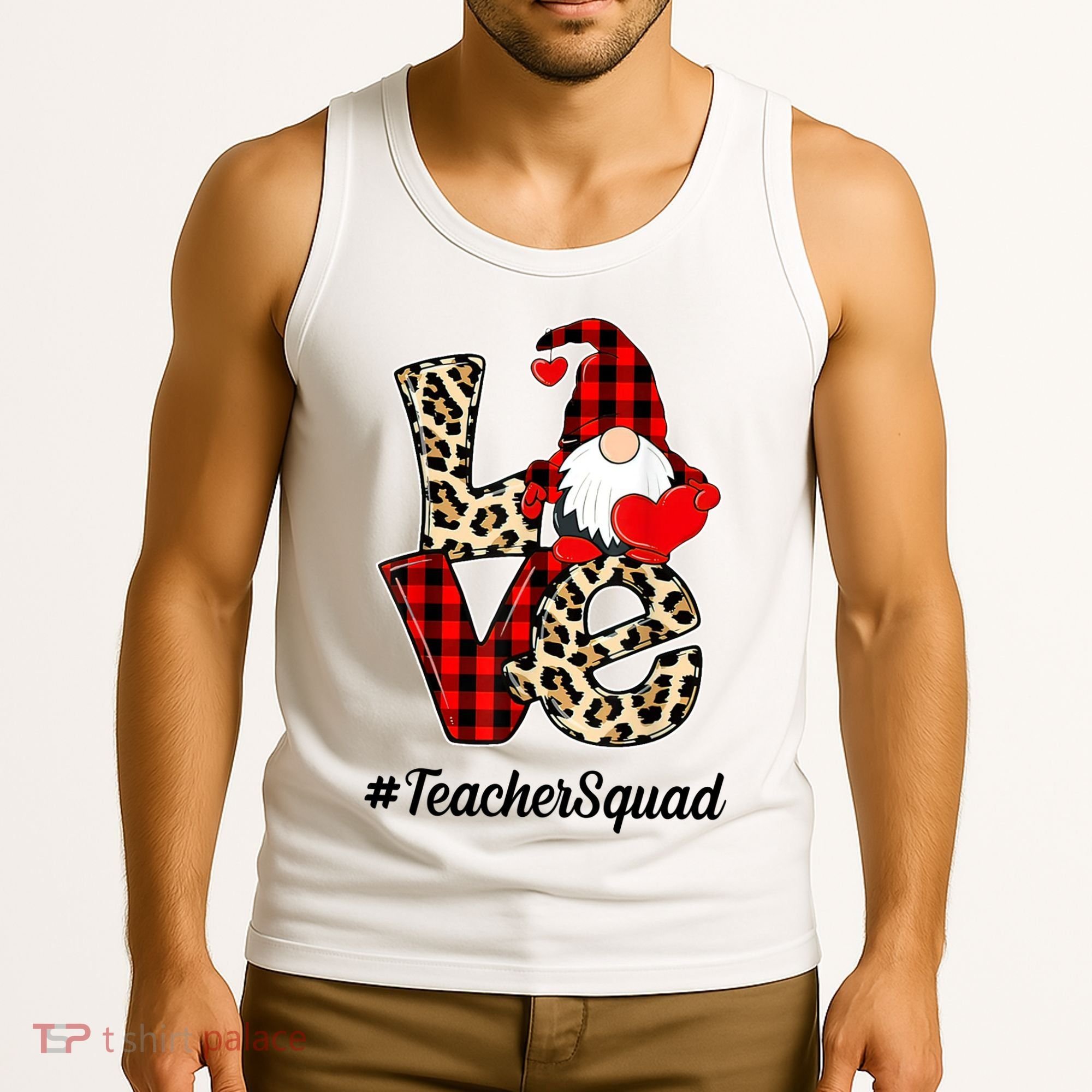 Love Gnome Teacher Squad Happy Valentine Day Tank Top