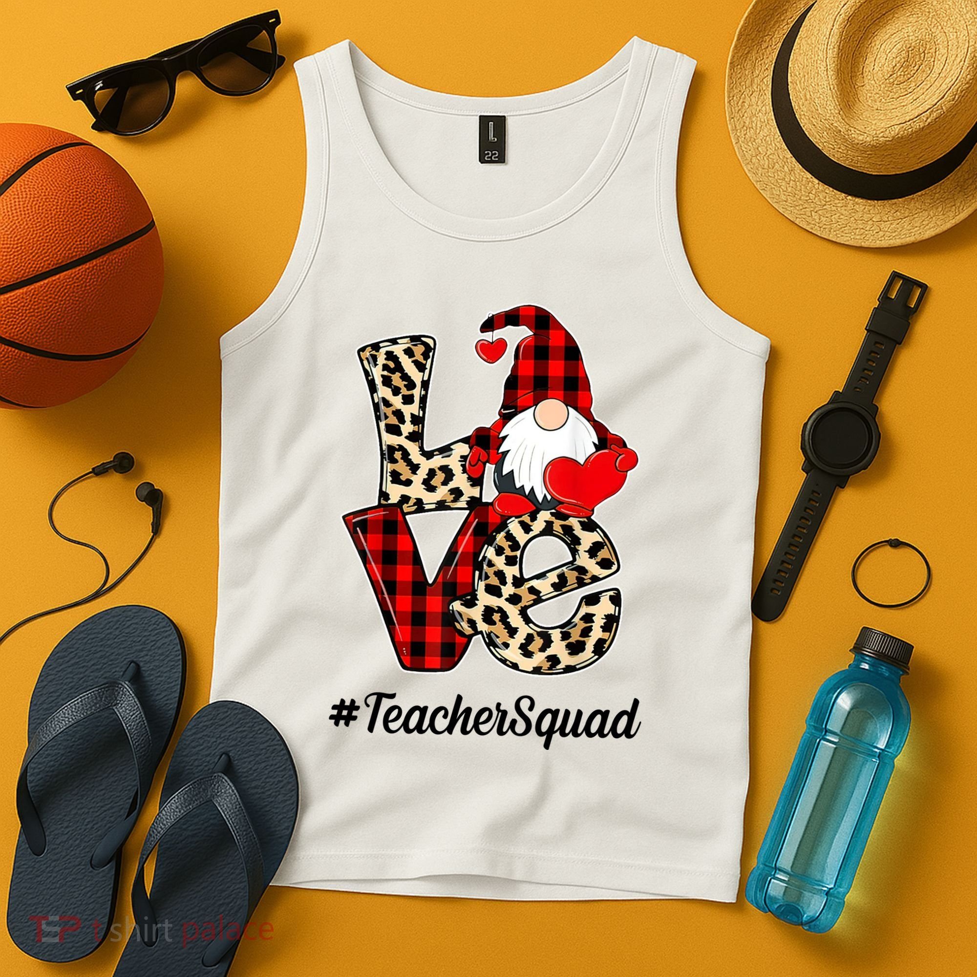 Love Gnome Teacher Squad Happy Valentine Day Tank Top