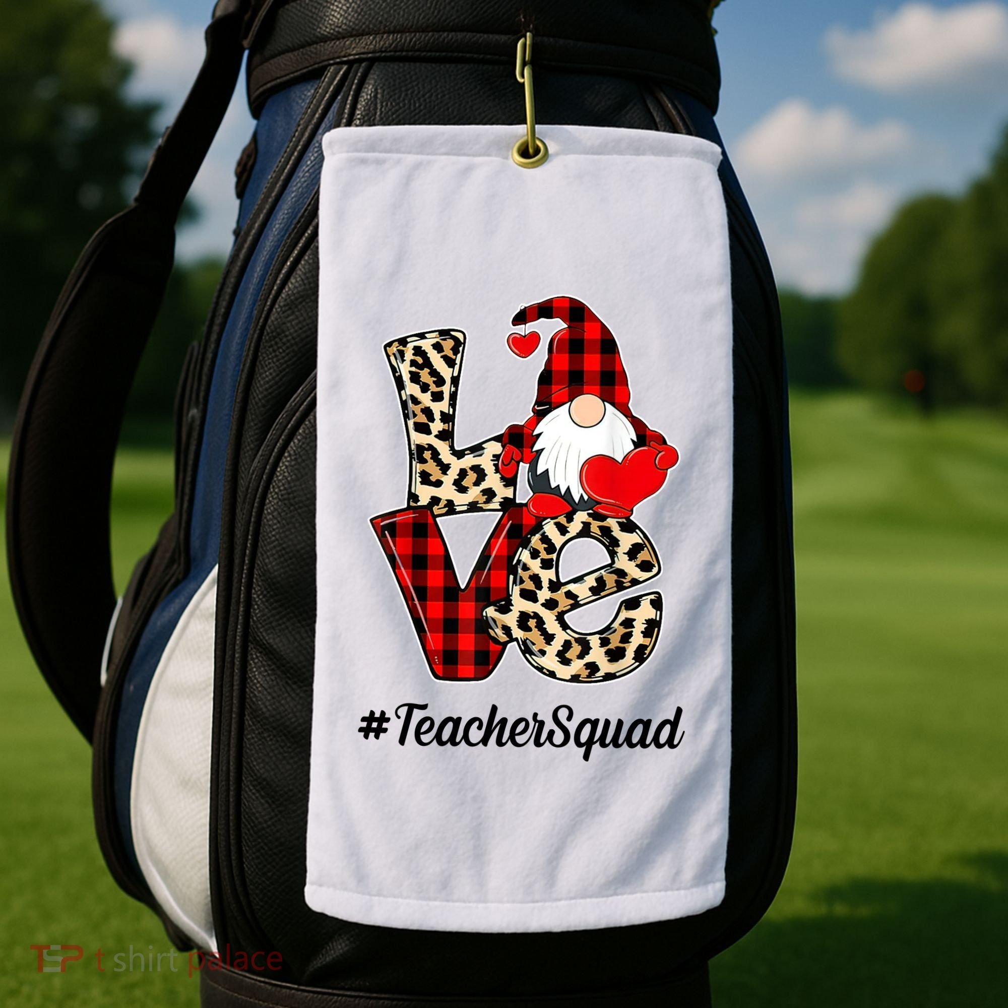 Love Gnome Teacher Squad Happy Valentine Day Golf Towel