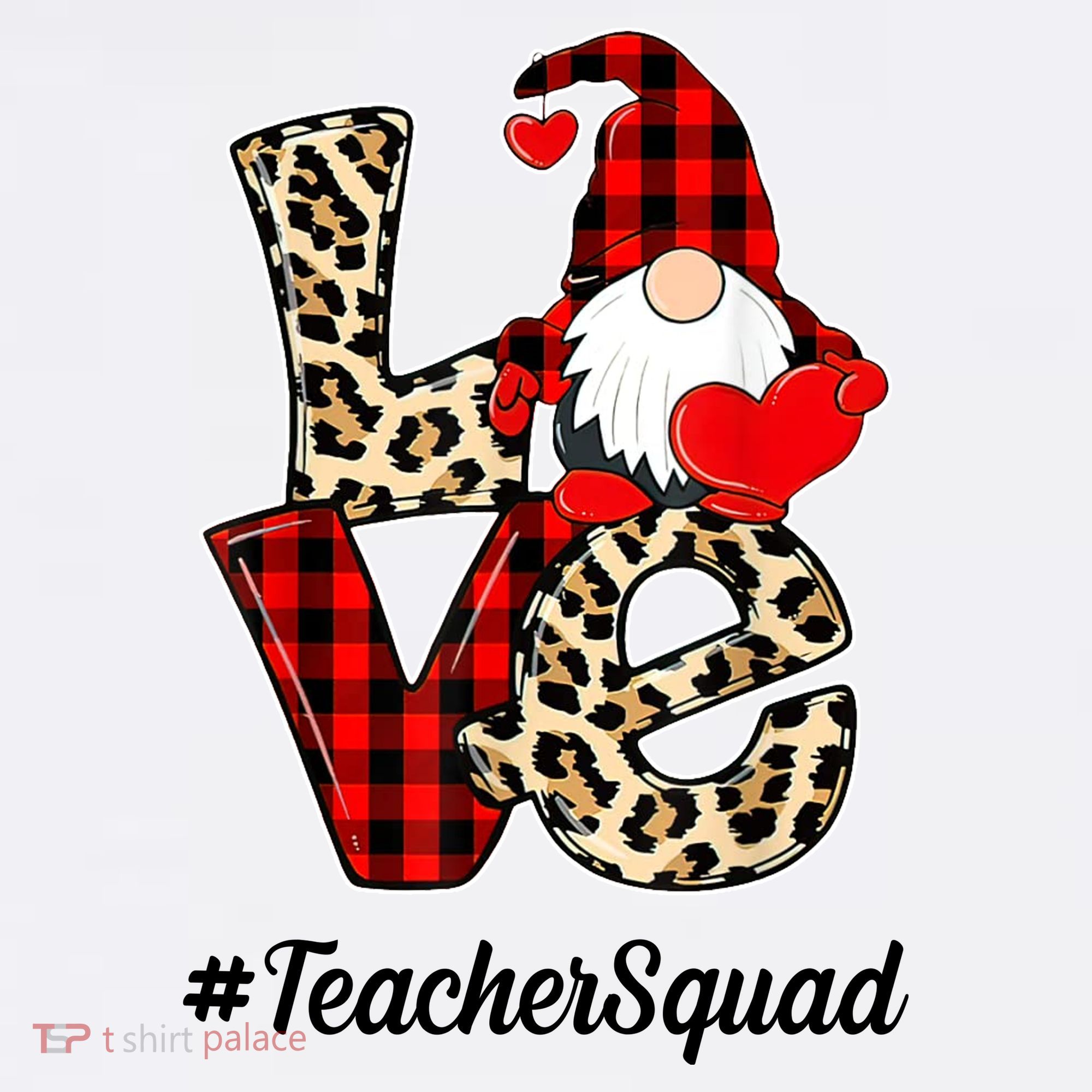 Love Gnome Teacher Squad Happy Valentine Day Golf Towel