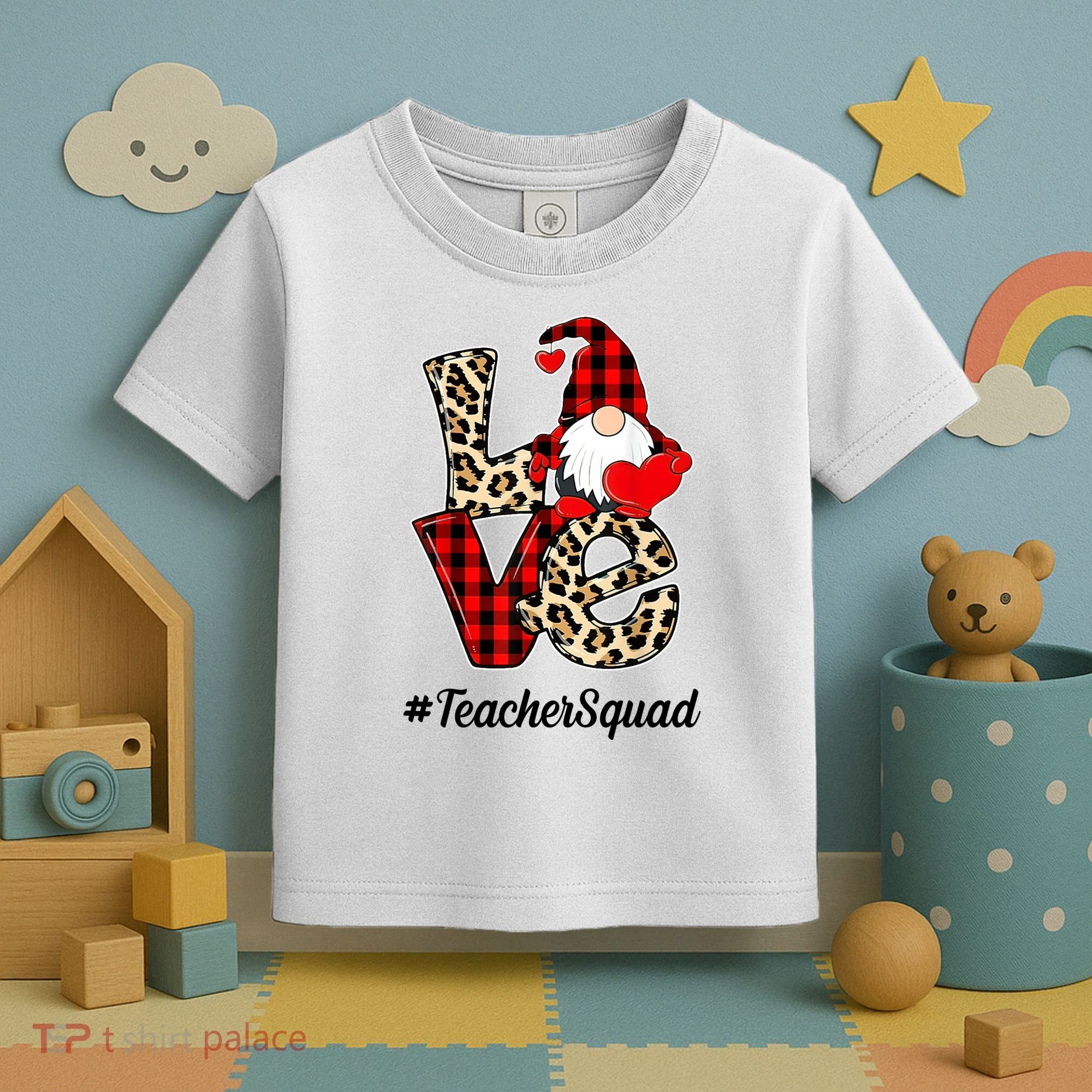 Love Gnome Teacher Squad Happy Valentine Day Toddler T-Shirt