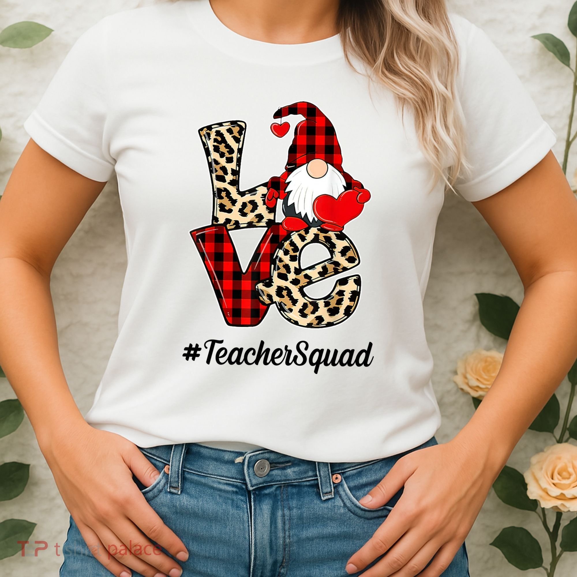 Love Gnome Teacher Squad Happy Valentine Day Women's T-Shirt