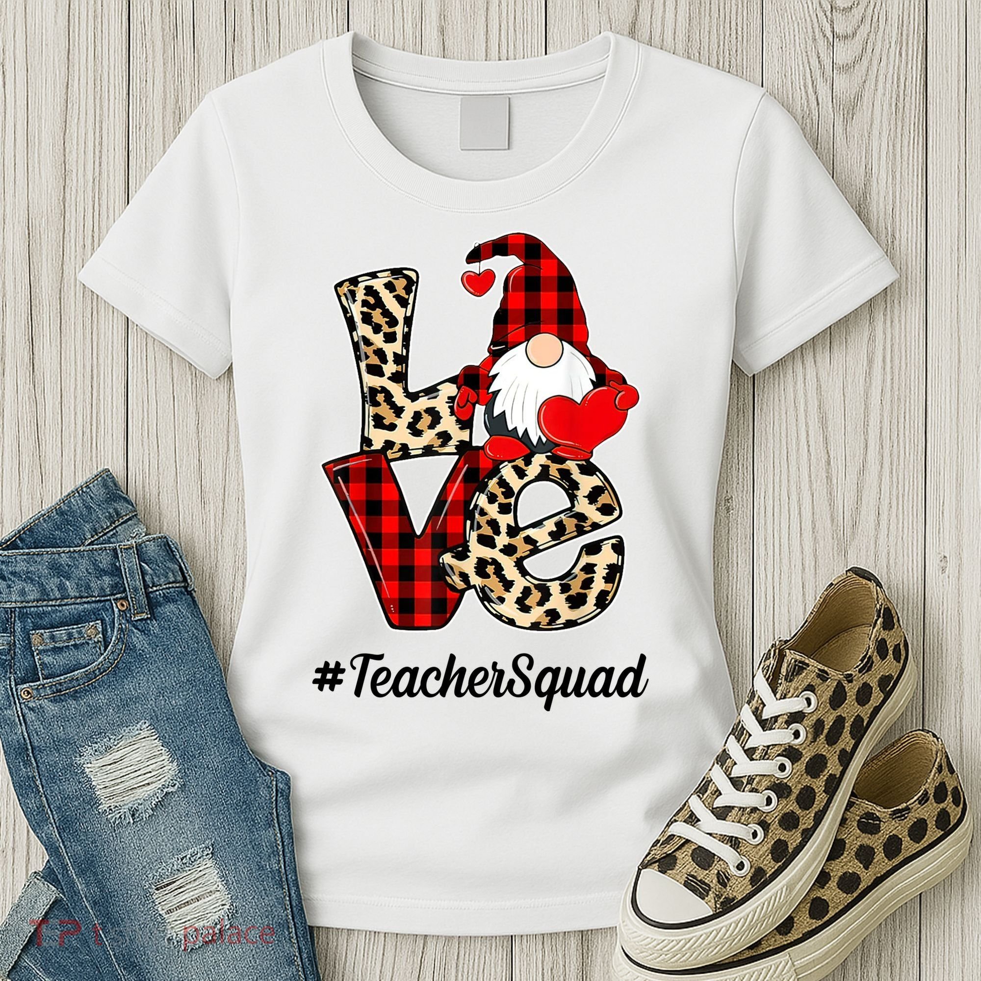Love Gnome Teacher Squad Happy Valentine Day Women's T-Shirt
