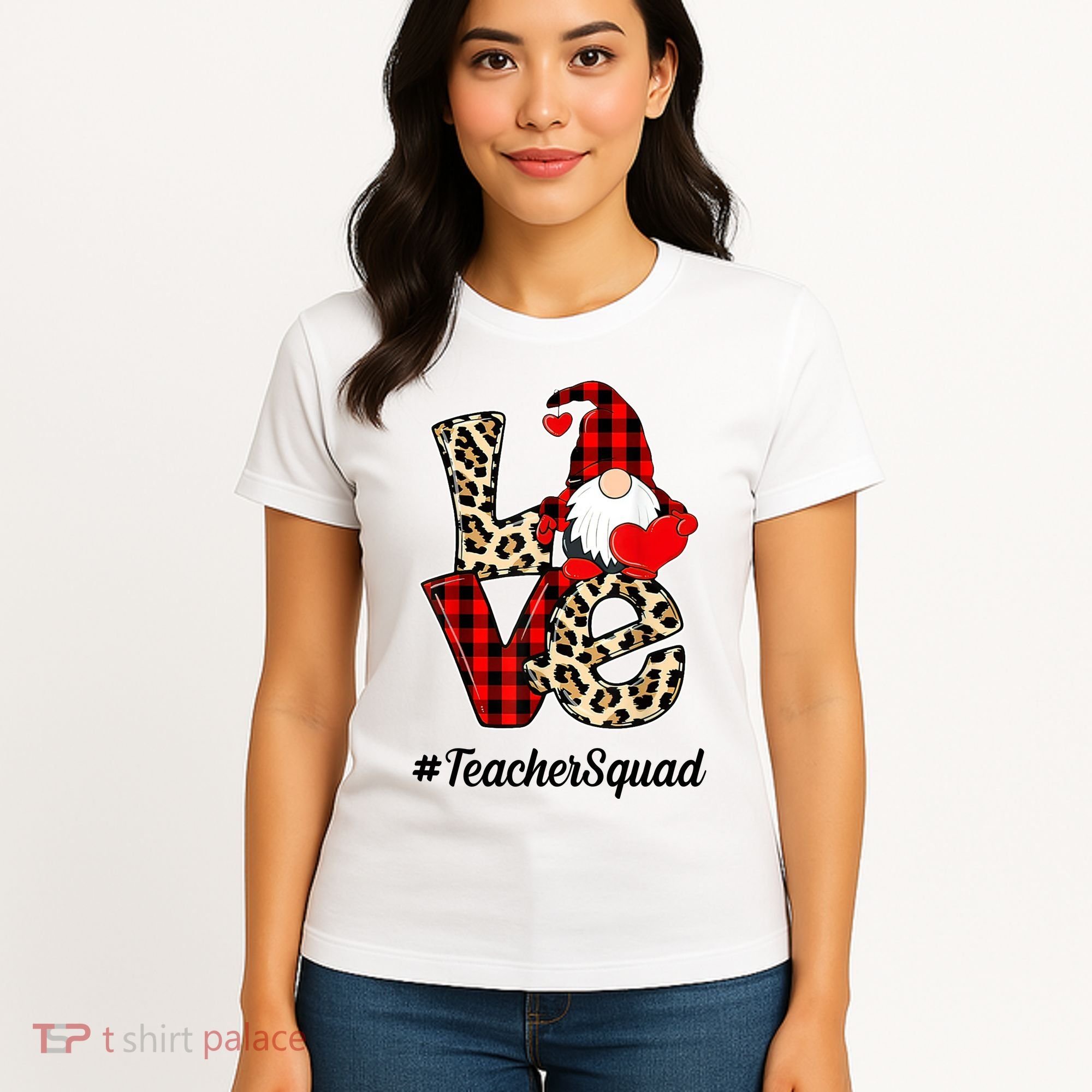 Love Gnome Teacher Squad Happy Valentine Day Women's T-Shirt