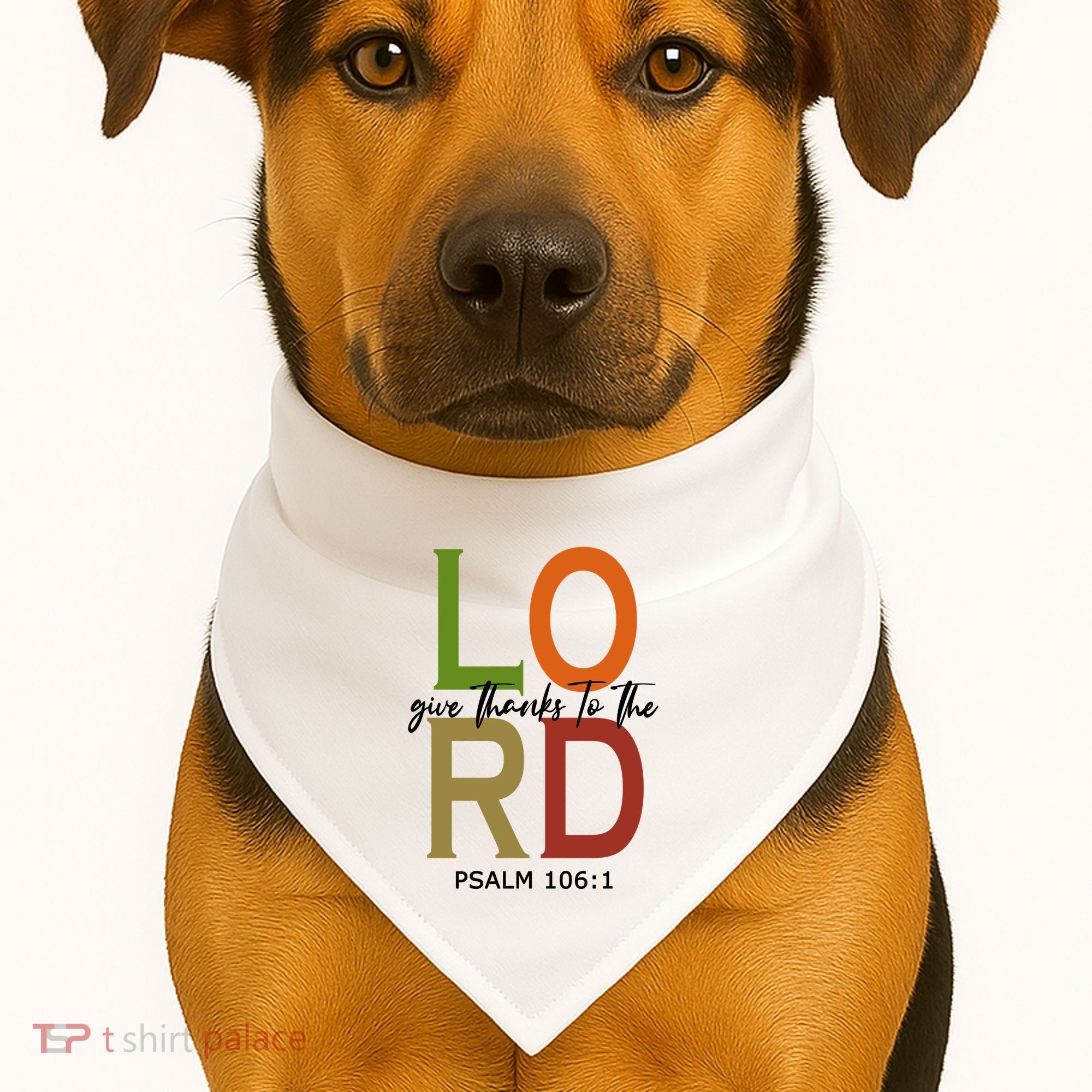 Give Thanks To The Lord Psalm 106:1 USA-Made Doggie Bandana