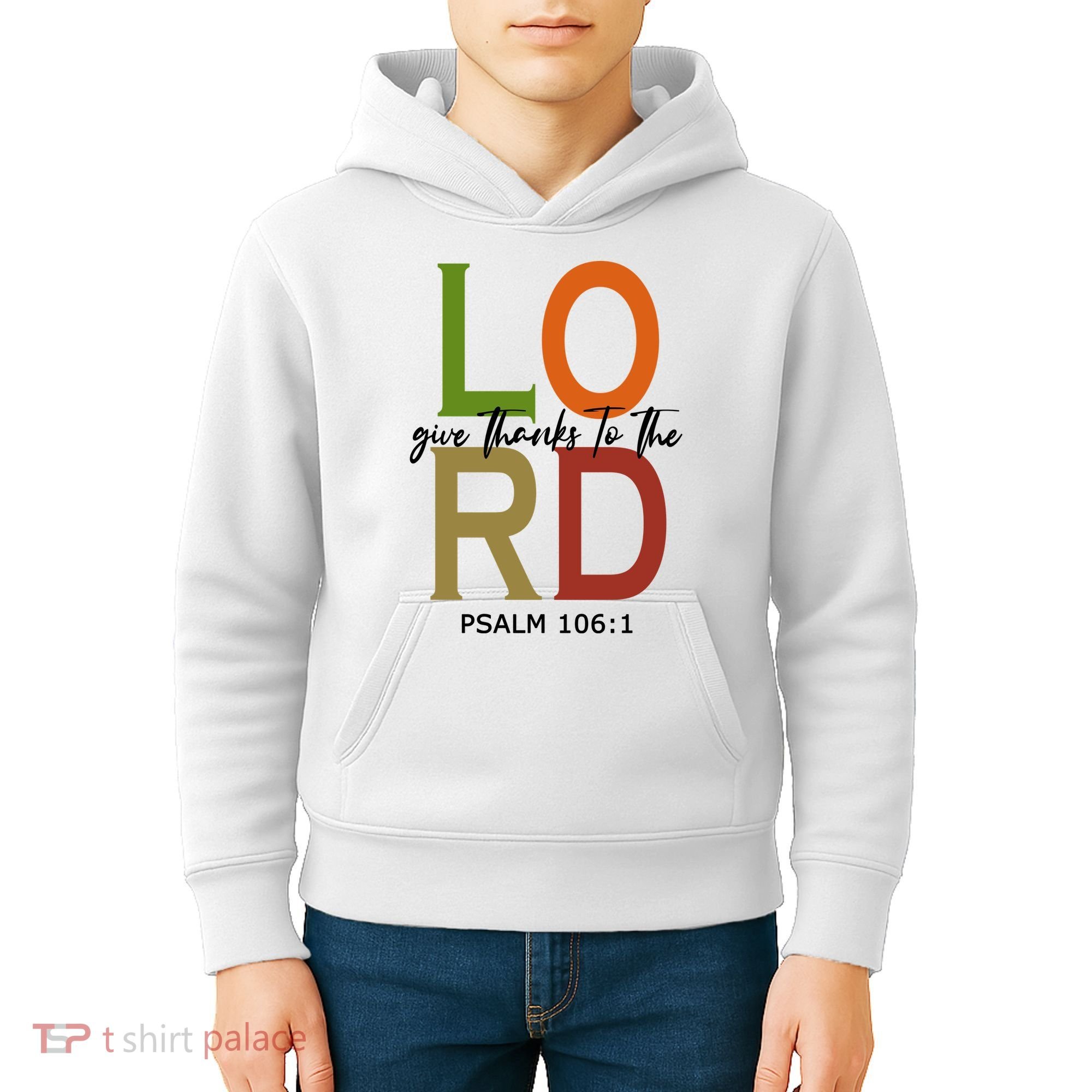 Give Thanks To The Lord Psalm 106:1 Kids Hoodie