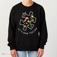 Let's Grow Together Puzzle Flowers Autism Support Women's Sweatshirt thumb 0