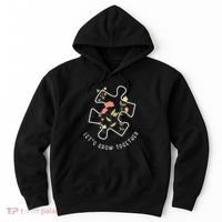 Let's Grow Together Puzzle Flowers Autism Support Hoodie thumb 0