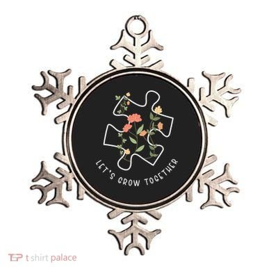 Let's Grow Together Puzzle Flowers Autism Support Ornament