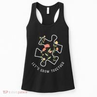 Let's Grow Together Puzzle Flowers Autism Support Women's Tank Top thumb 0