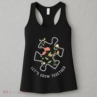 Let's Grow Together Puzzle Flowers Autism Support Women's Tank Top thumb 3