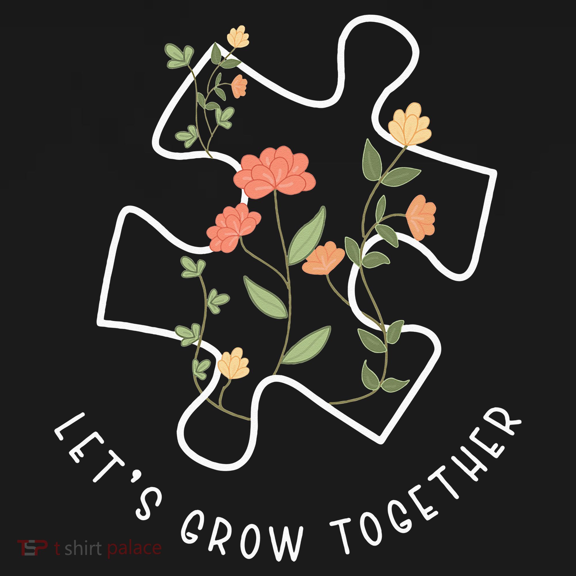 Let's Grow Together Puzzle Flowers Autism Support Women's Tank Top