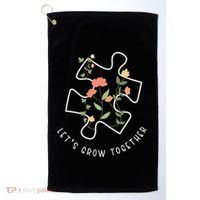Let's Grow Together Puzzle Flowers Autism Support Golf Towel thumb 0