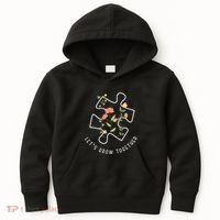 Let's Grow Together Puzzle Flowers Autism Support Kids Hoodie thumb 0