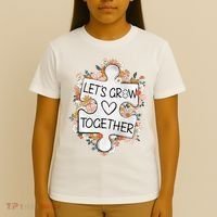 Let's Grow Together Teacher Autism Awareness Autism Flower With Puzzle T-Shirt thumb 4