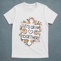 Let's Grow Together Teacher Autism Awareness Autism Flower With Puzzle T-Shirt thumb 5