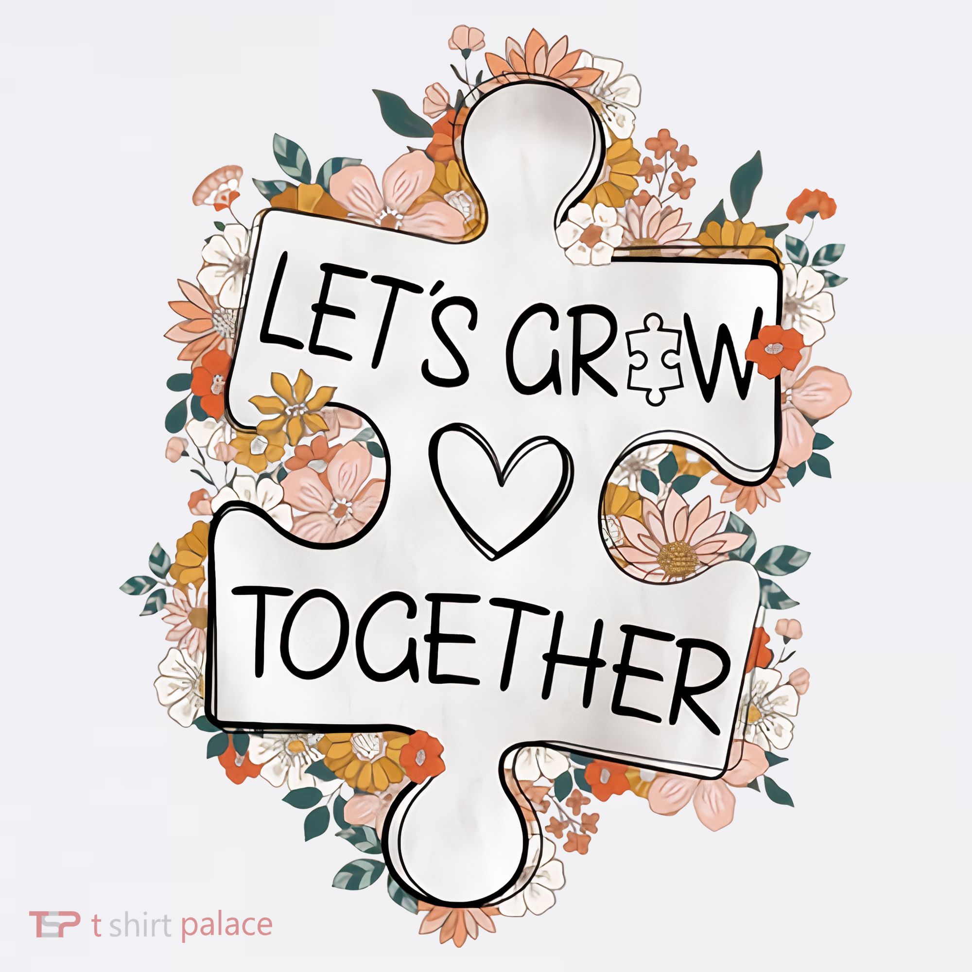 Let's Grow Together Teacher Autism Awareness Autism Flower With Puzzle Women's Tank Top