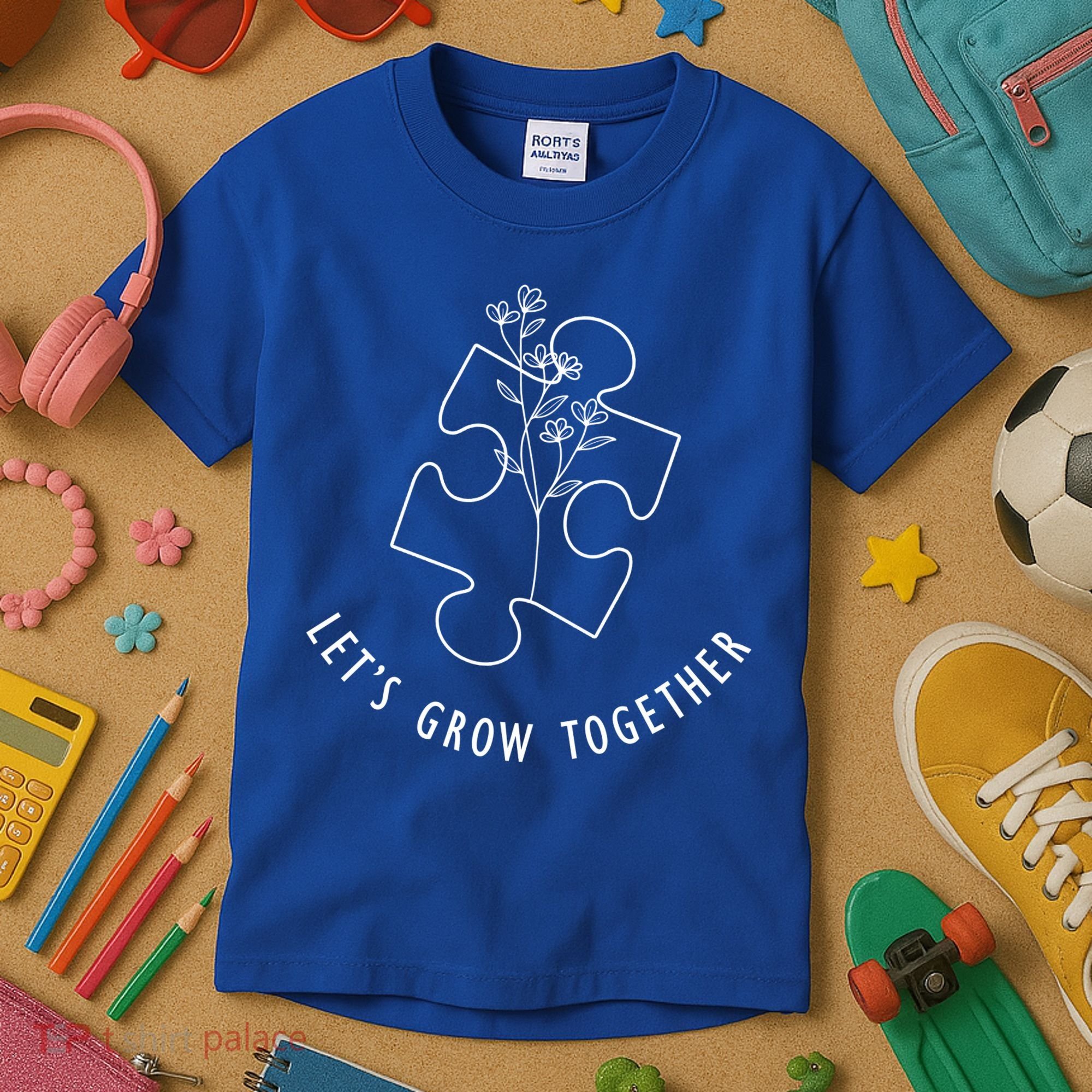 Let's Grow Together Autism Awareness Kids T-Shirt