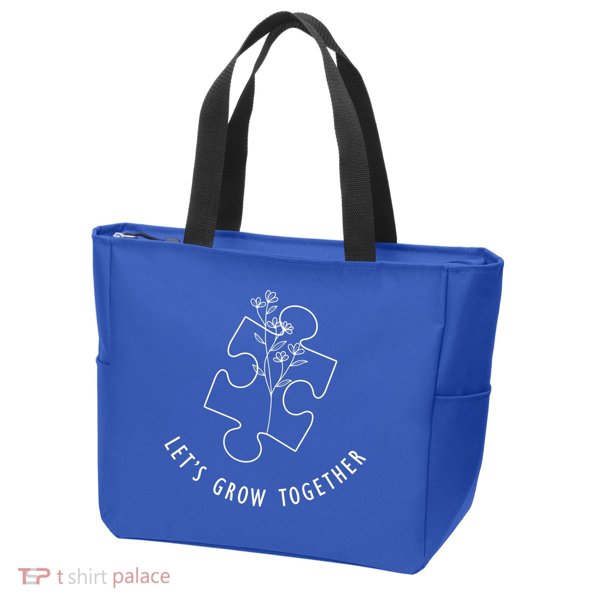 Let's Grow Together Autism Awareness Tote Bag