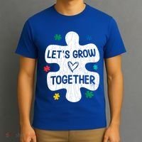Let's Grow Together Funny Autism Awareness Autistic Graphic Gift T-Shirt thumb 3