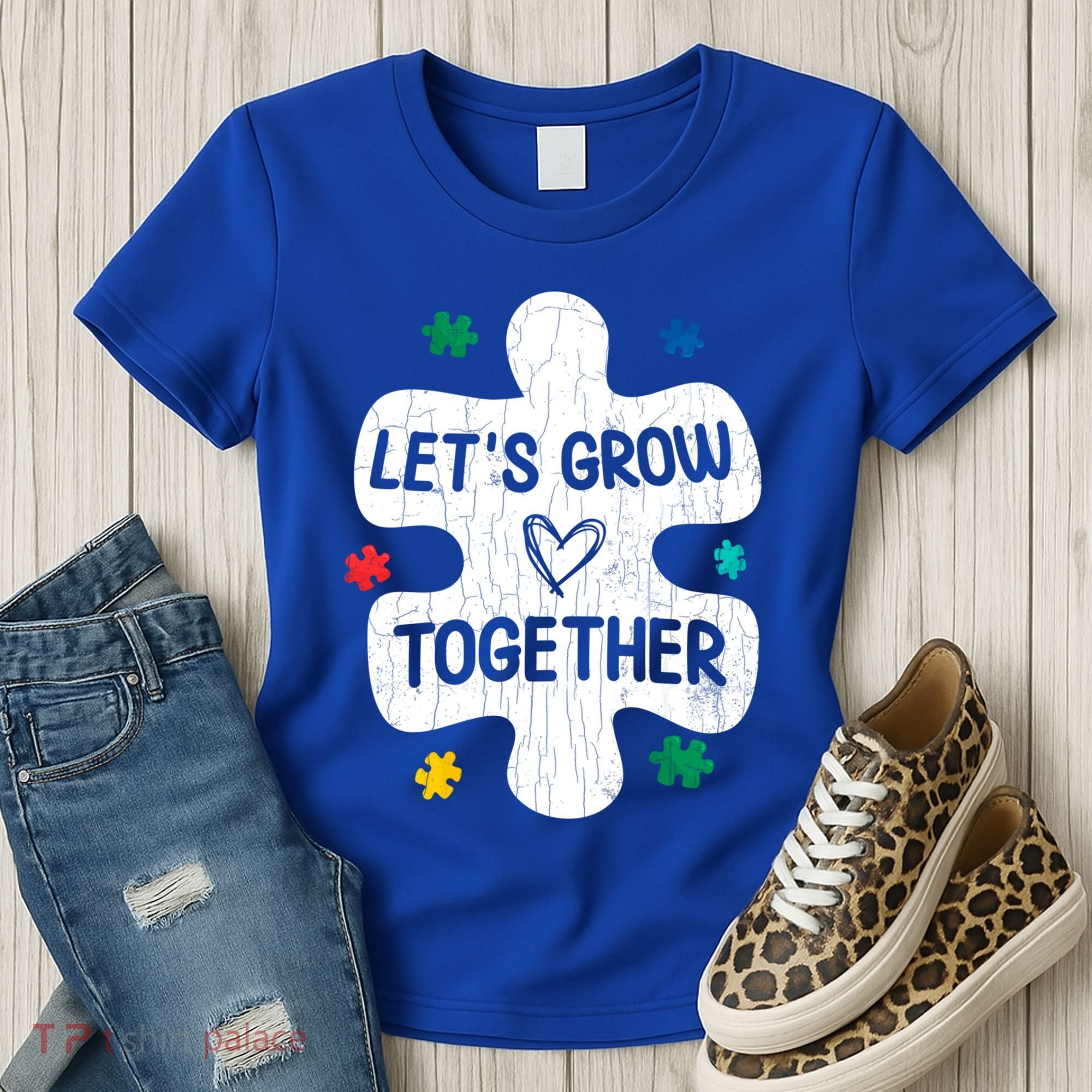 Let's Grow Together Funny Autism Awareness Autistic Graphic Gift Women's T-Shirt