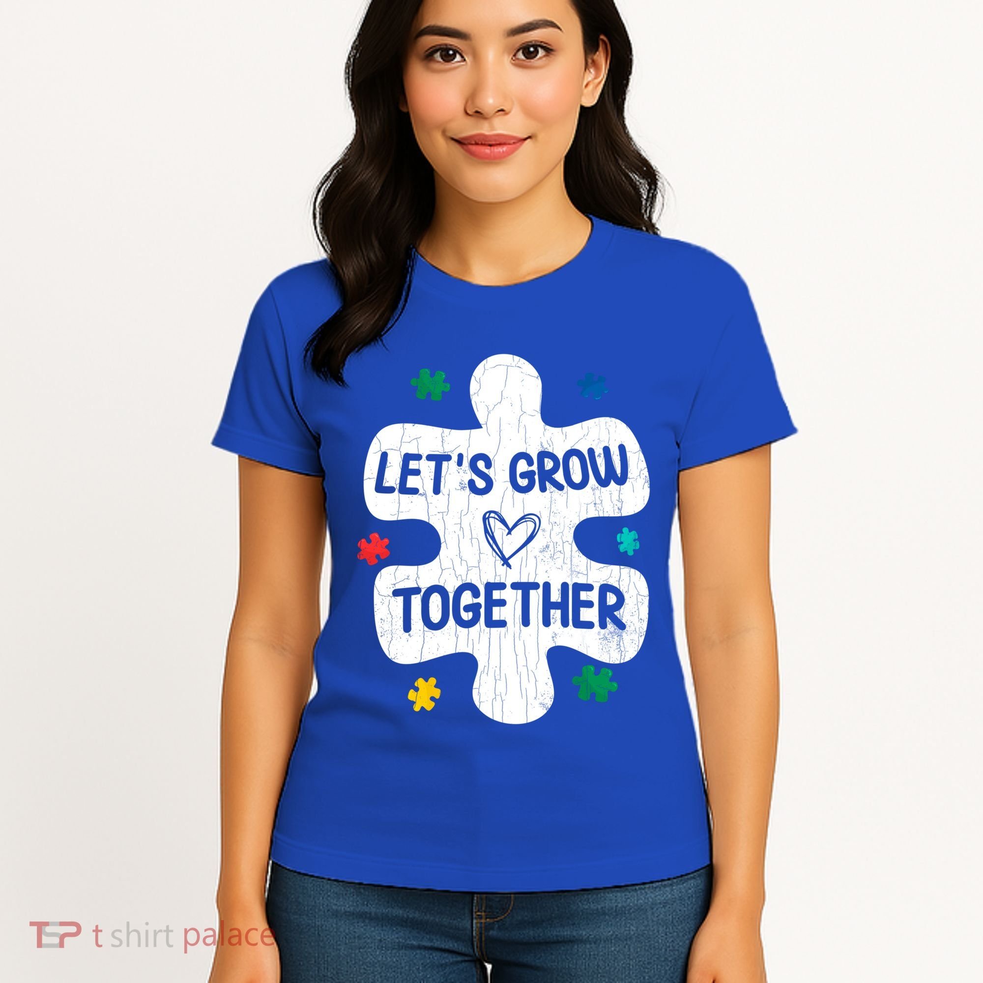 Let's Grow Together Funny Autism Awareness Autistic Graphic Gift Women's T-Shirt