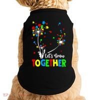 Let's Grow Together Puzzle Flowers Autism Support Cute Gift Doggie Tank thumb 0