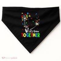 Let's Grow Together Puzzle Flowers Autism Support Cute Gift USA-Made Doggie Bandana thumb 0