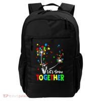 Let's Grow Together Puzzle Flowers Autism Support Cute Gift Backpack thumb 0