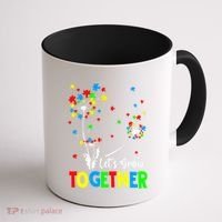 Let's Grow Together Puzzle Flowers Autism Support Cute Gift Coffee Mug thumb 1