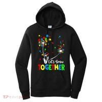 Let's Grow Together Puzzle Flowers Autism Support Cute Gift Women's Hoodie thumb 0